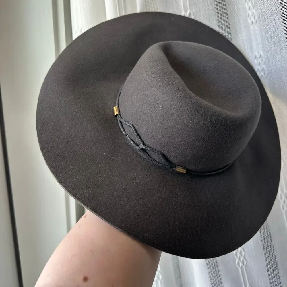 Tart Chocolate Brown 100% Wool Boho Chic Hat Wide Brim